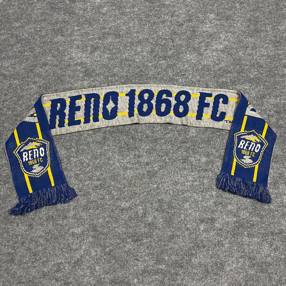 Reno 1868 FC Soccer Scarf Blue USL Soccer Biggest‎ Little City Knit Ruffneck